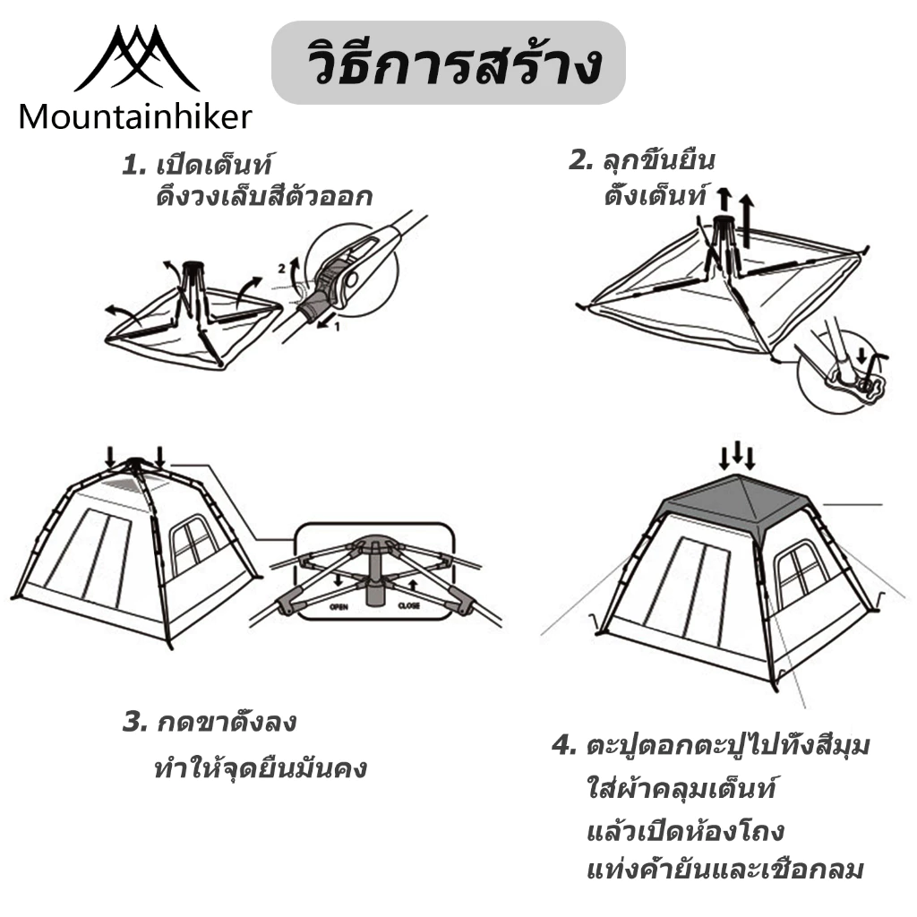 เต็นท์​กางอัตโนมัติ​ MOUNTAINHIKER รุ่นอัตโนมัติ SMALL CAP สีกากี_9